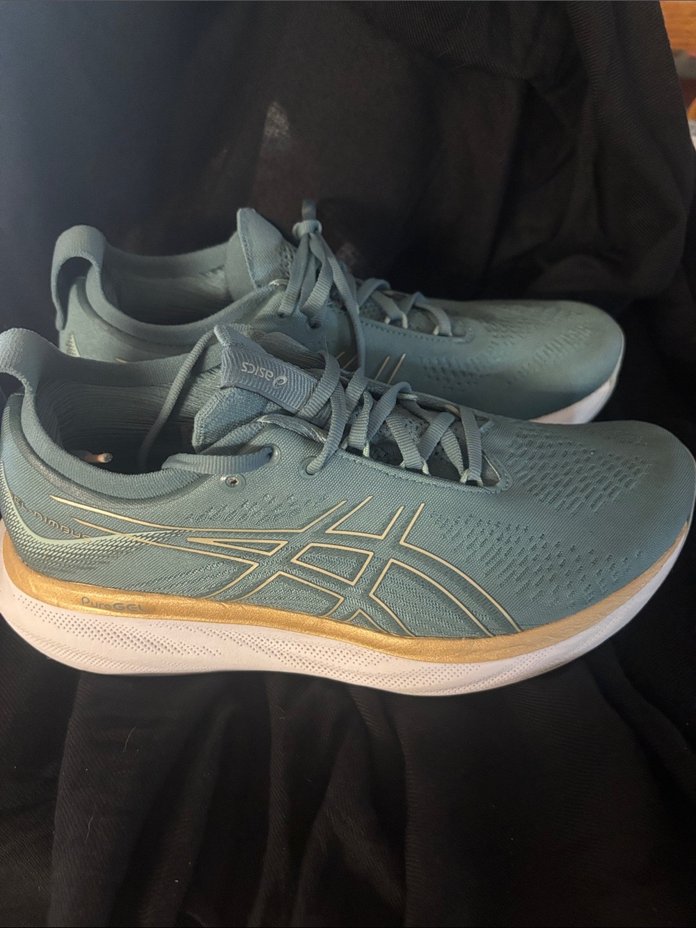 ASICS Teal and Gold Women's Running Sneakers